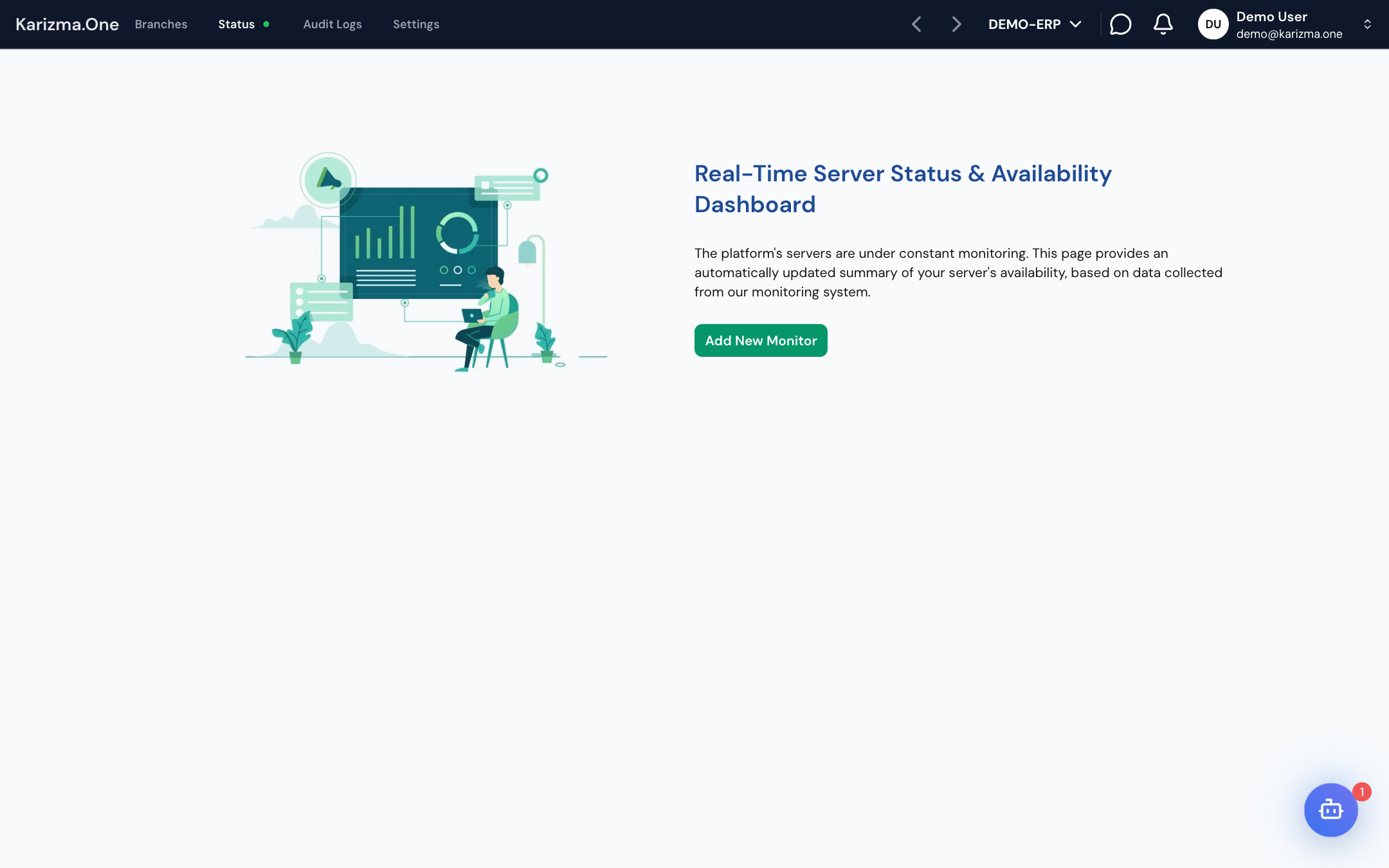 The Status page with the availability dashboard